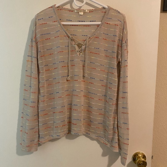 Threads 4 Thought Knit Striped Pullover - Size Small - Grey, Multicolor - Picture 1 of 7